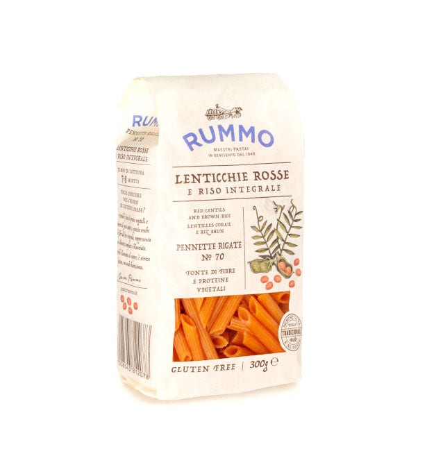 Rummo Pennette Rigate n°70 di Lenticchie Rosse e Riso Integrale 300 g.