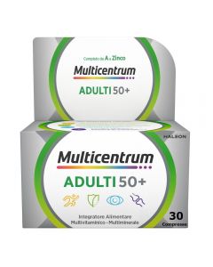 Multicentrum Adulti 50+ Integratore Alimentare Multivitaminico Vitamina B D E Magnesio Calcio 30 Compresse